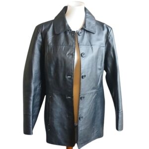 East 5th Genuine Black Leather Jacket Women's size Large
